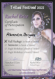 Certificate 'Full Package' 17 hours of dance classes with Rachel Brice
